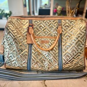 Consuela Metallic Gold Quilted Travel Bag
